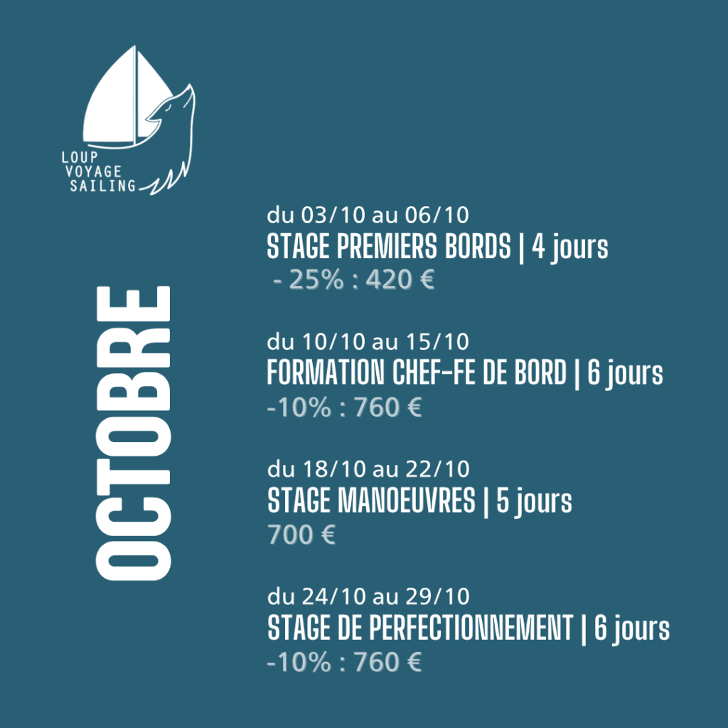 stages ecole voile bretagne octobre 2026